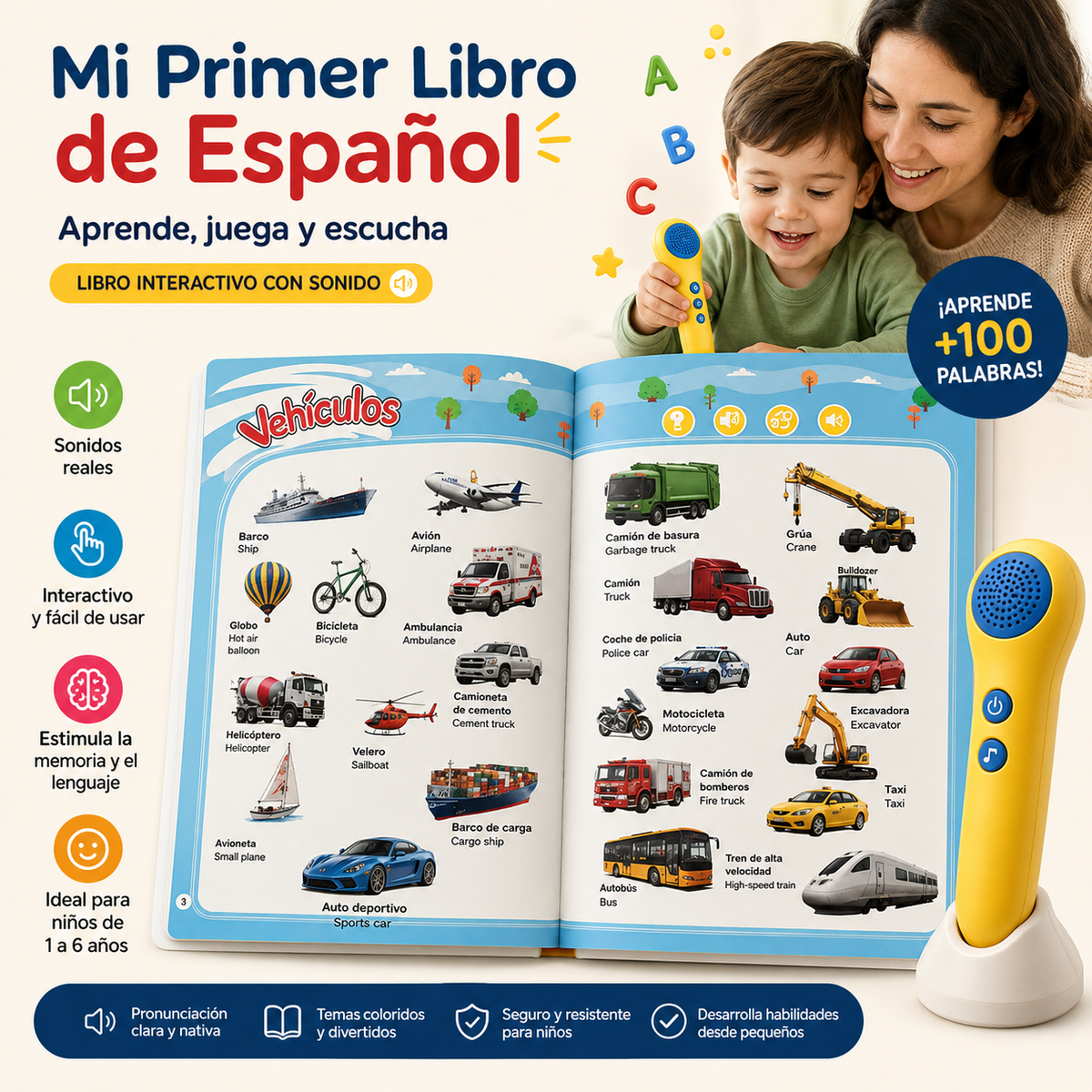 Libro Interactivo Educativo Bilingüe para Niños